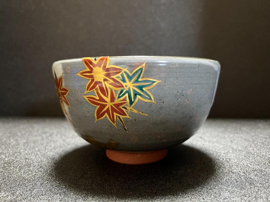 【未使用】宮川香せつ造 宮川香雪造 紅葉 金彩 抹茶碗 茶碗 共箱 共布 茶道具