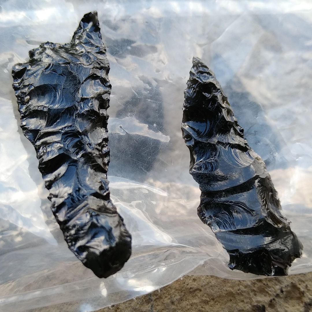 縄文ナイフ　模写　石器　黒曜石サンプル　　222