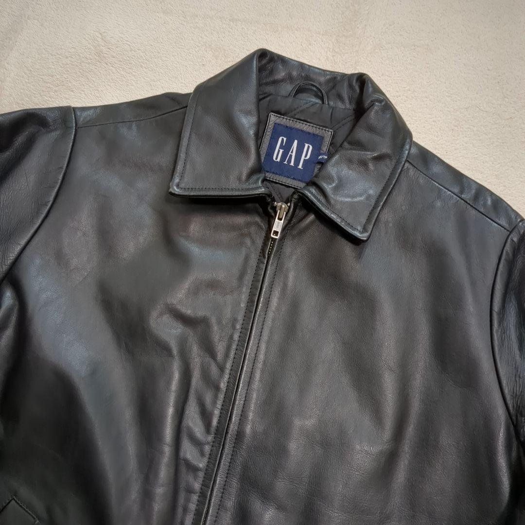 美品 オールドギャップ 牛革 レザージャケット ブラック ライダース