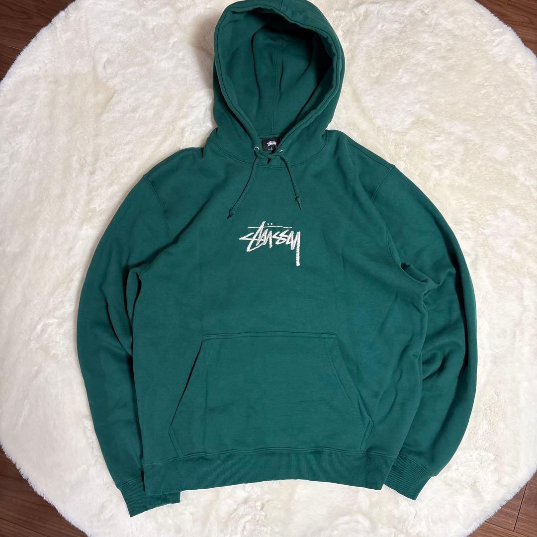 【ビッグシルエット】stussy スウェットパーカー　L グリーン