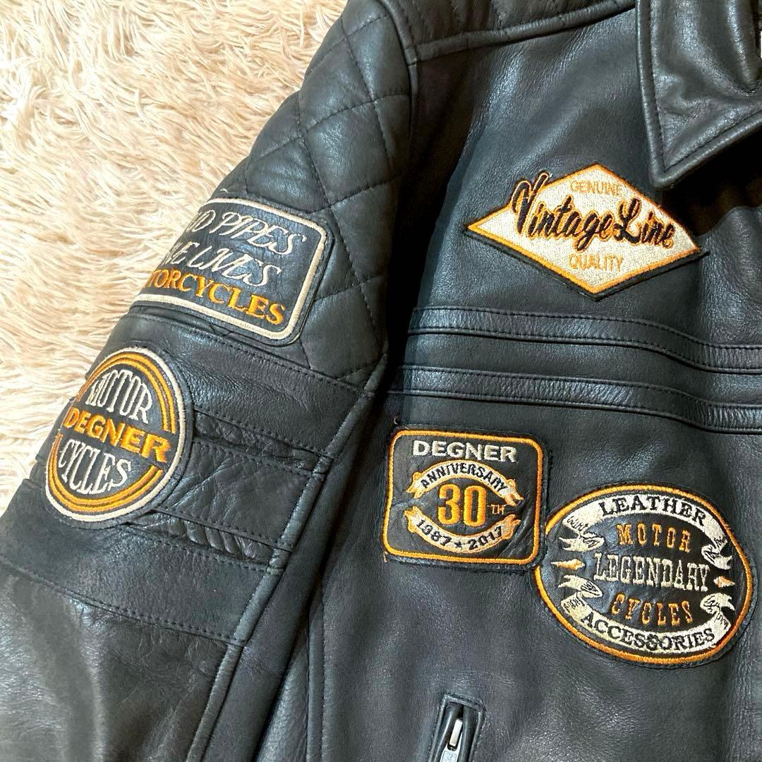 【美品】DEGNER カウレザー ライダースジャケット XL ブラック