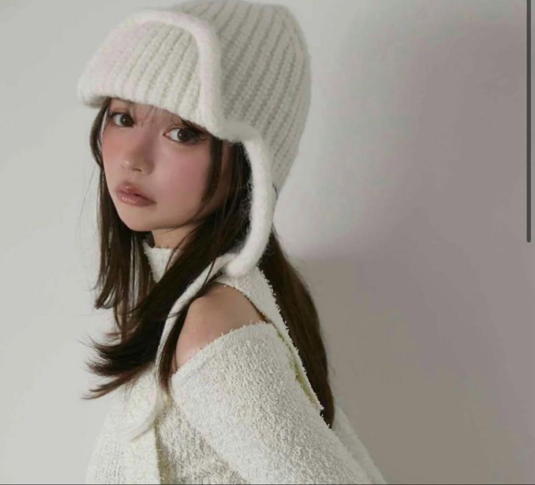 帽子 Baby knit babushka ivory andmary