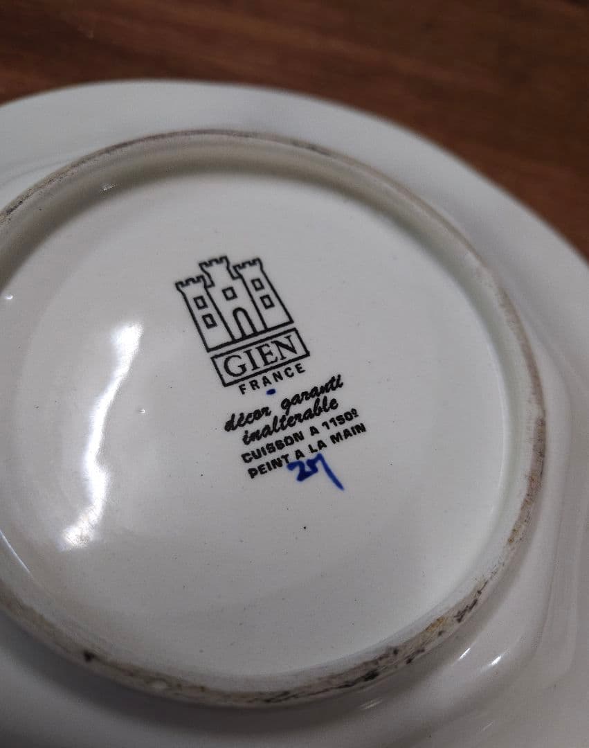 フランスアンティーク Gien ジアン フォンドブルー ルネッサンス プレート
