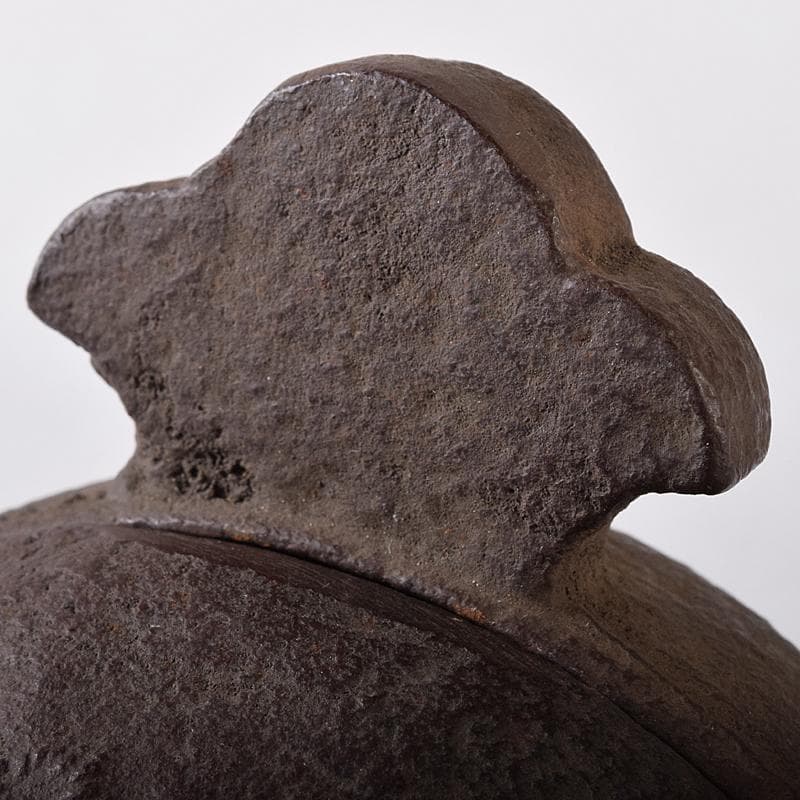 時代金工　古鉄　山水刻　小槌　香炉　共箱　V　R8204