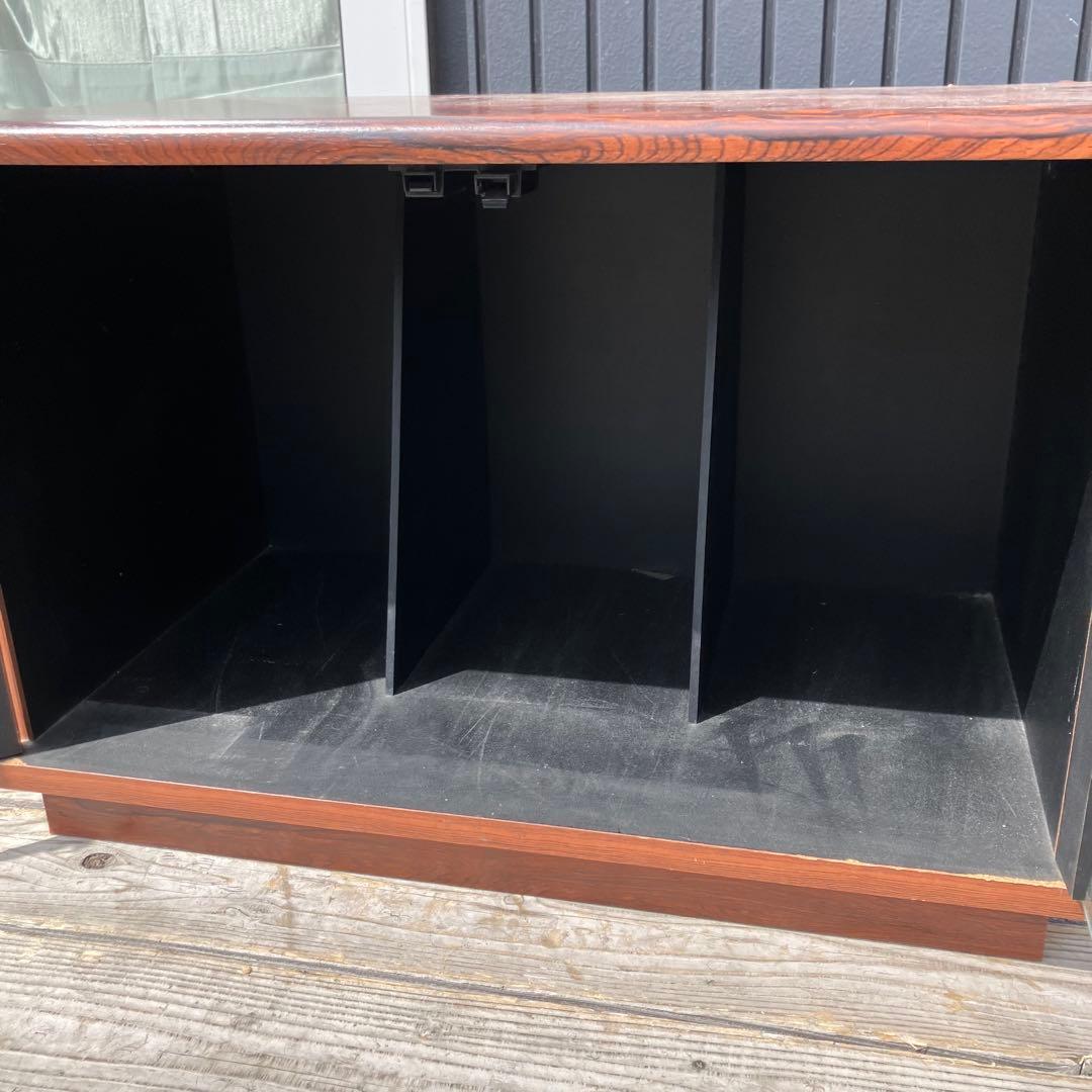 昭和レトロ ミッドセンチュリー 古家具 ガラス扉木製レコードラック キャビネット