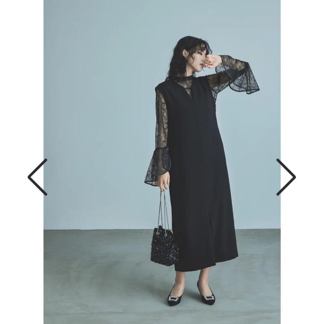 ニアナ ベルスリーブスリットドレス パーティードレス