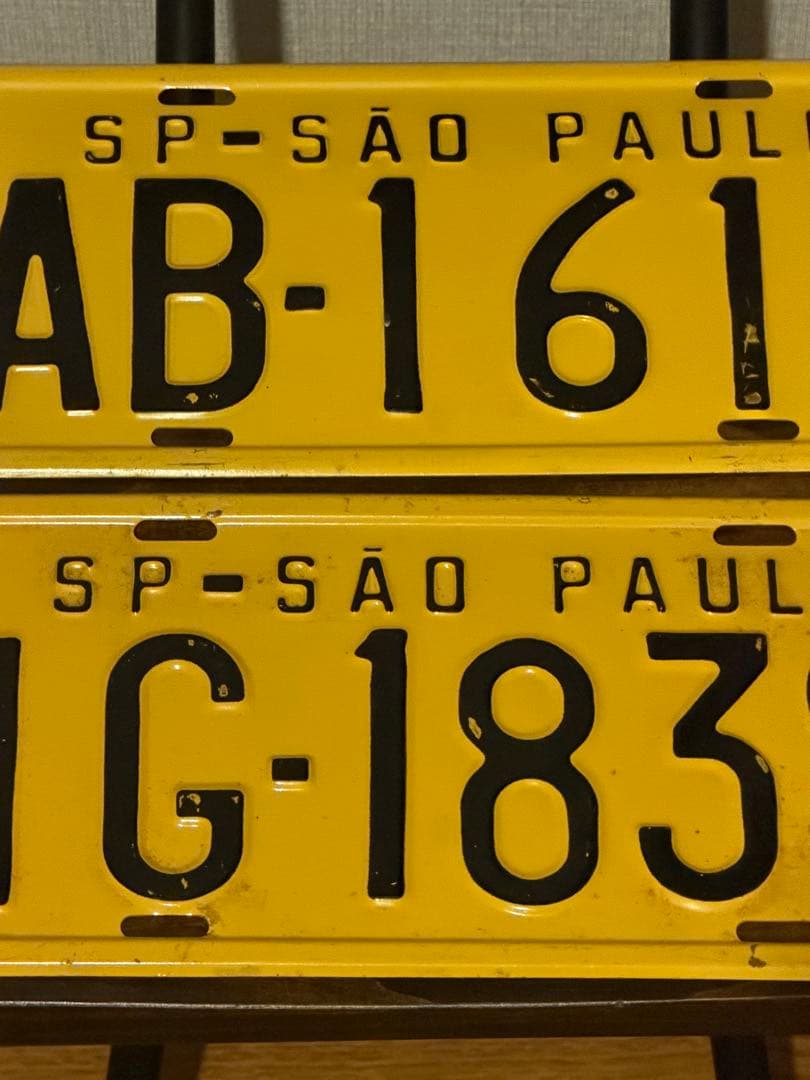 【実物】ブラジル サンパウロ州 ナンバープレート 2枚セットヴィンテージ