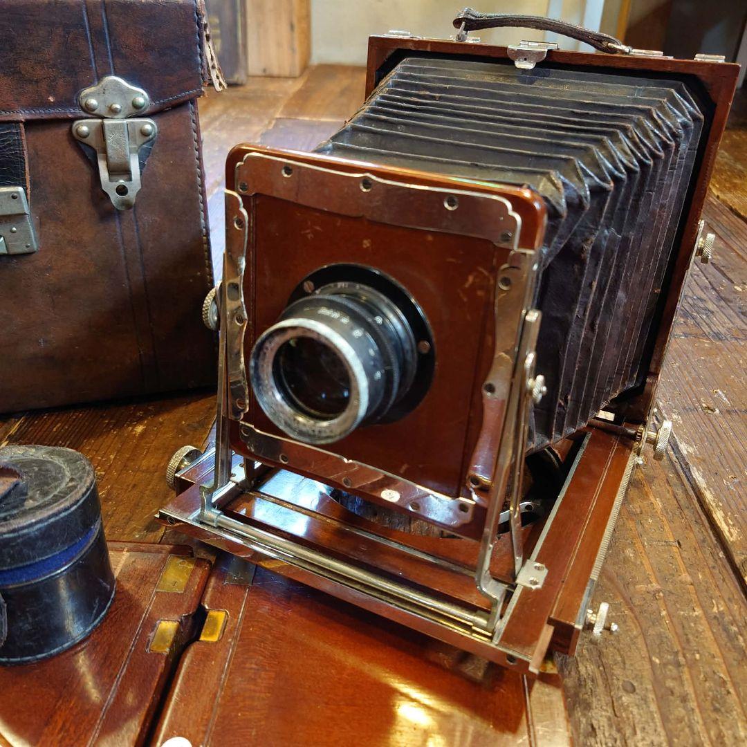 R.Konishi 木製 大判カメラ 蛇腹カメラ シャッター レンズ 三脚