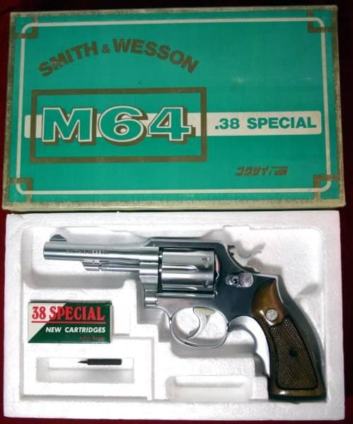 極美!! コクサイ S&W　M64 4in モデルガン　純正木グリ付　未発火