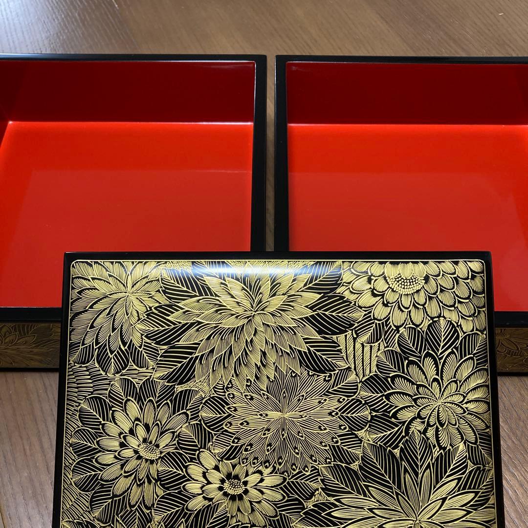 輪島塗　花柄五段重箱　木箱付き　最終値下
