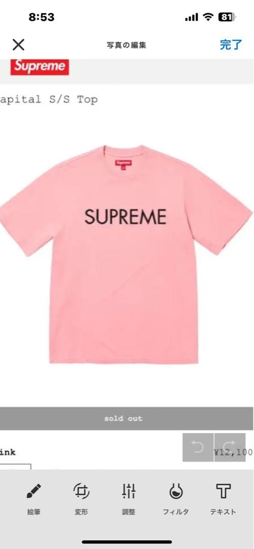 SUPREME Capital S/S Top ピンク