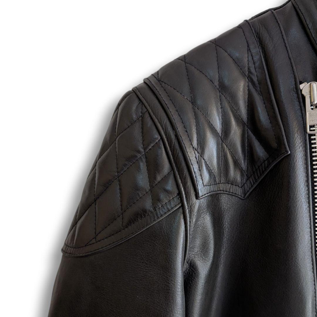 バークボックス 裏キルティング レザー ライダースジャケット 38 ブラック