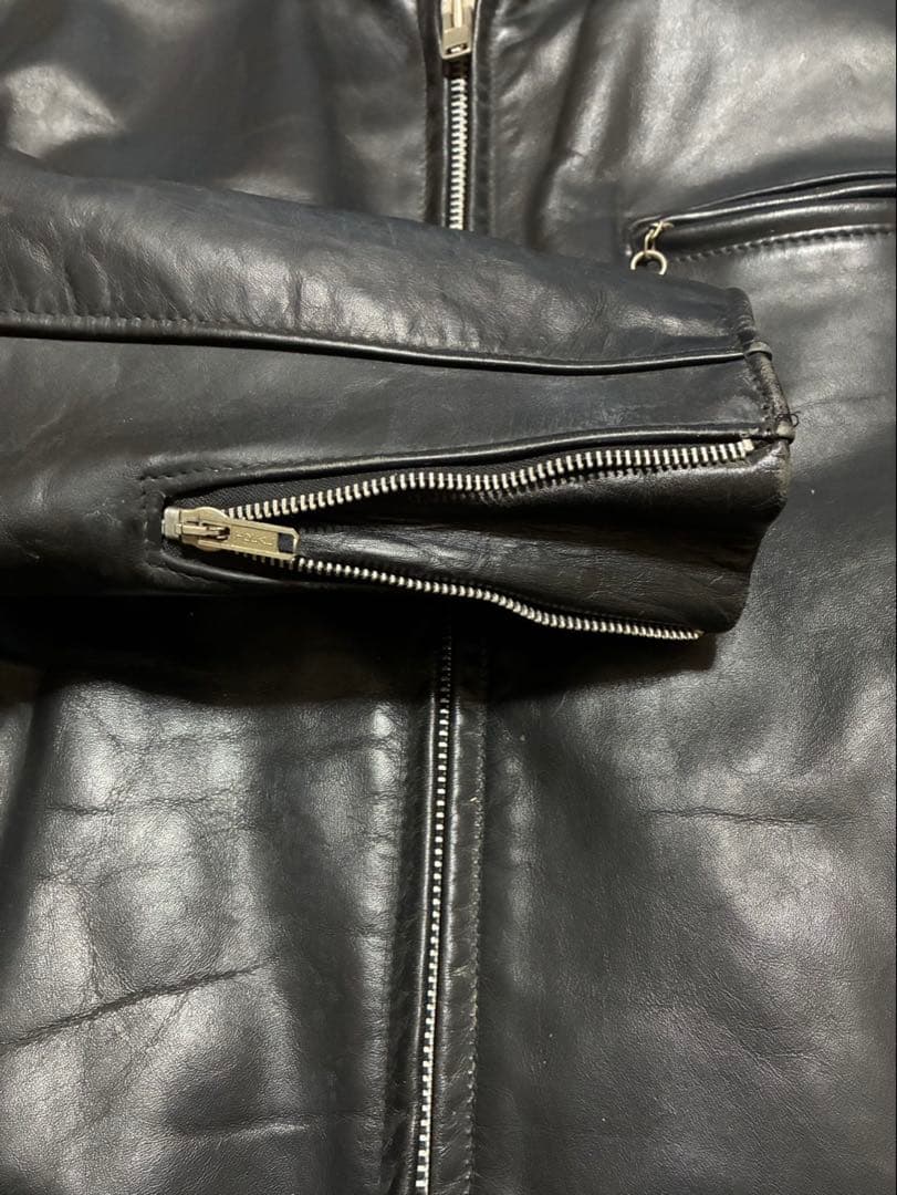 Schott 641 ブラックレザーシングルライダース 42 裏ボア付き