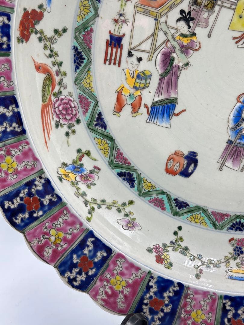 粉彩大皿 康熙辛亥中和堂製 大皿 時代物 骨董品 中國古美術 清時代 置物