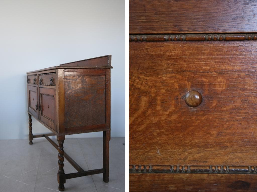 英国アンティーク木製サイドボード/キャビネット/チェスト/飾り棚(92-108)