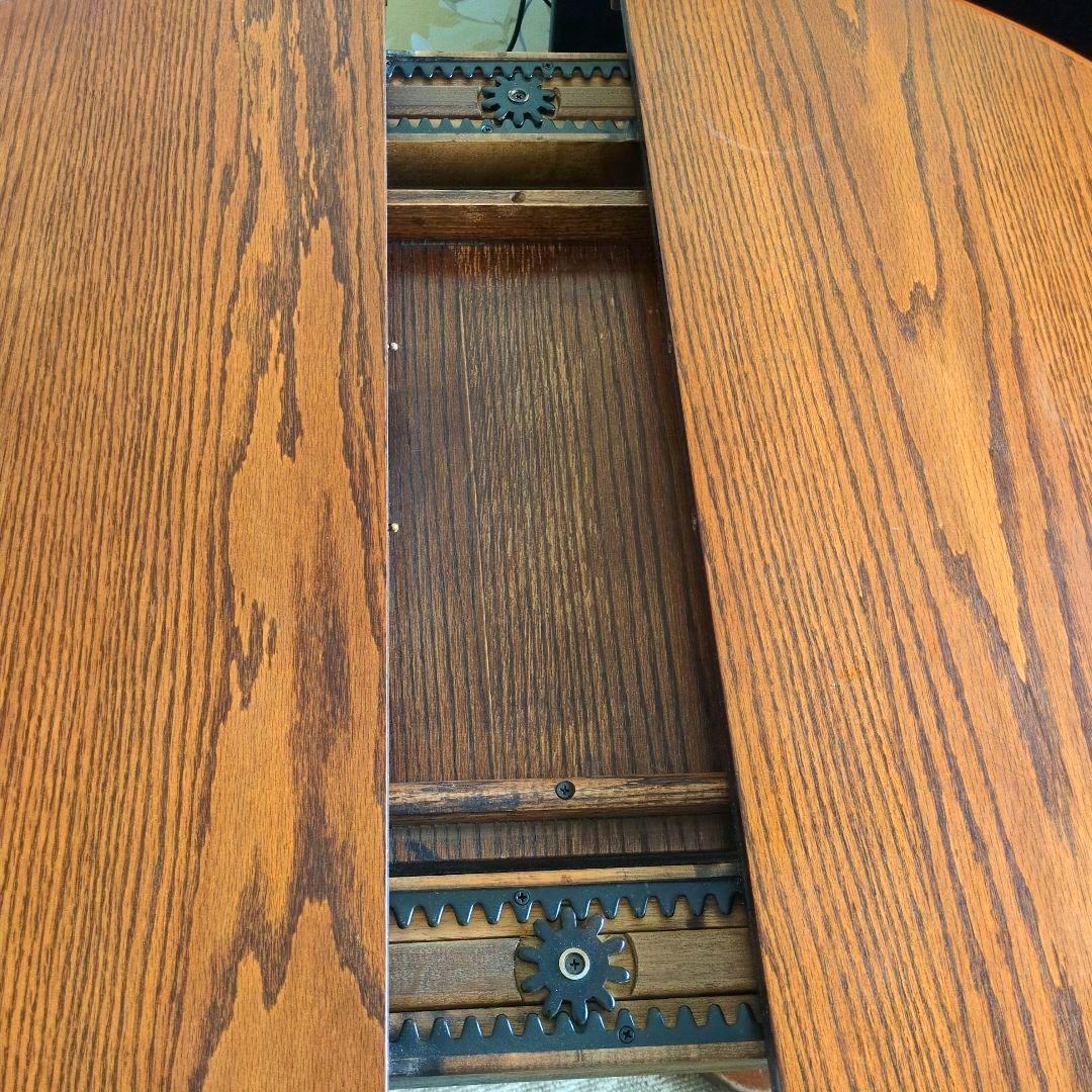 はらっぱ様　シンリー　伸長式ダイニングテーブル　カントリー調　木製　円形机