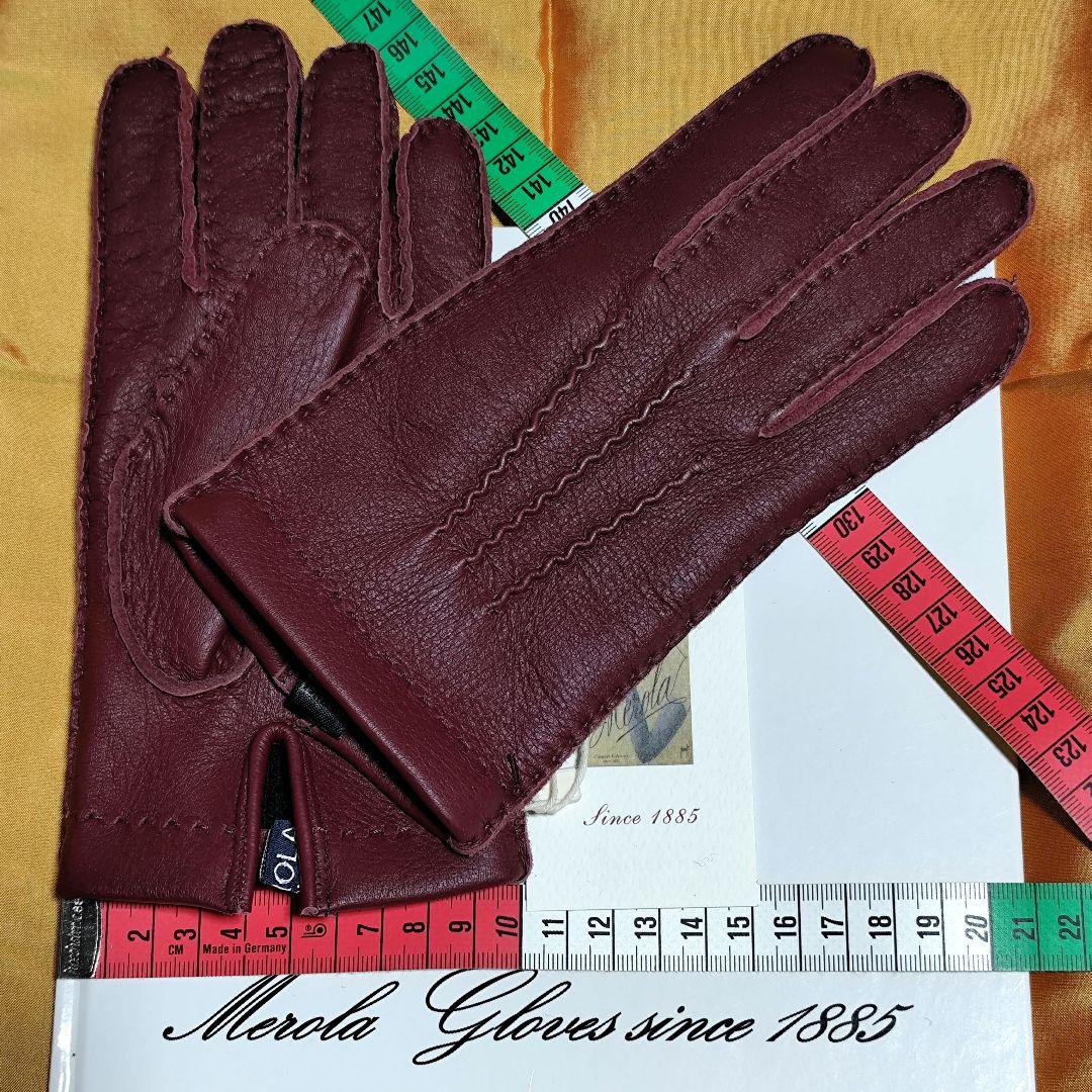専用今季メローラ ディアボルドー濃赤 カシミア黒 革手袋 グローブ MEROLA