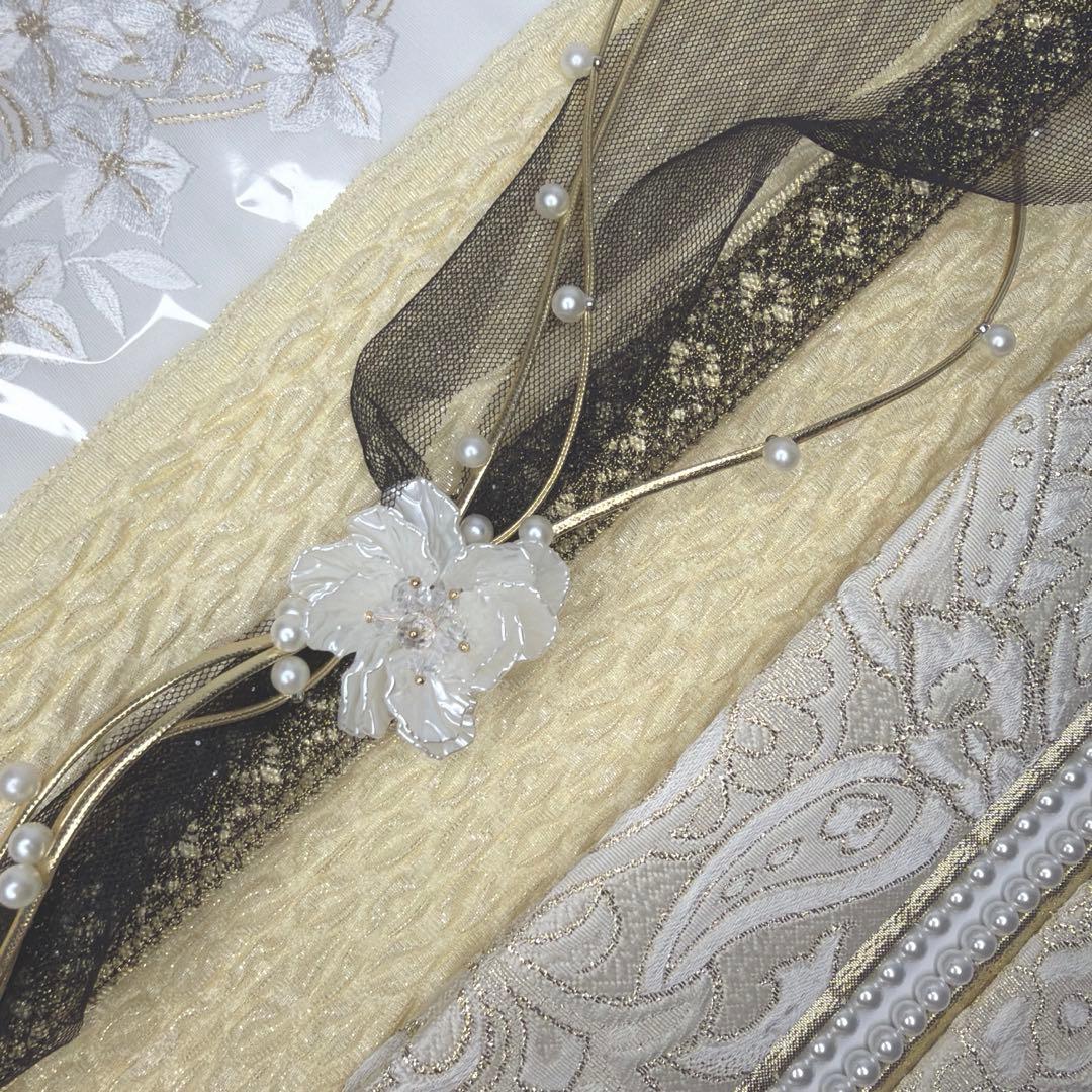 新品　2027年モデル　ゴールド　帯締め　帯揚げ　半襟　重ね襟　振袖セット