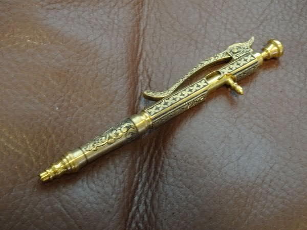 中山英俊 ボルトアクション・ミニボールペン brass TETORI彫金