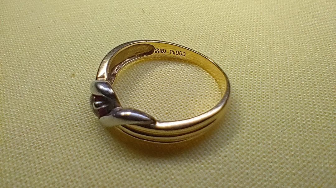 K18 Pt900コンビ ルビーの指輪