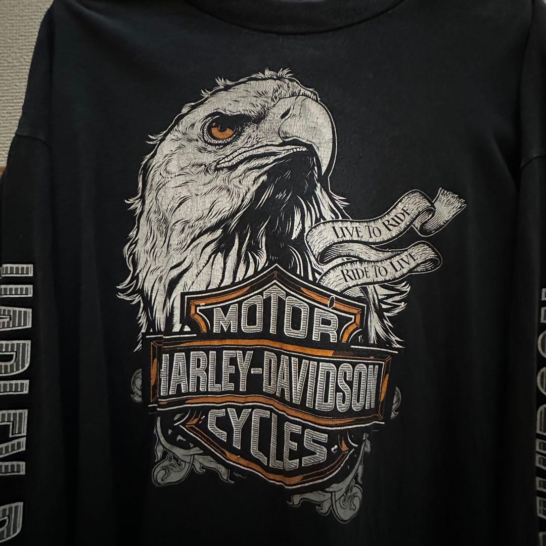 【ハーレーロンT】ハーレーダビッドソン　ロンTシャツ　XL　黒
