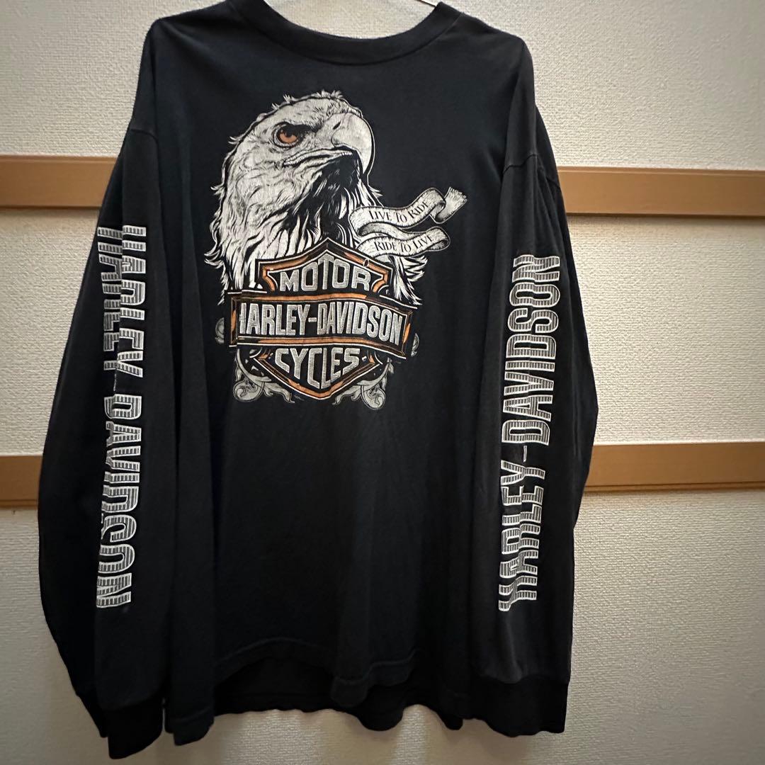 【ハーレーロンT】ハーレーダビッドソン　ロンTシャツ　XL　黒