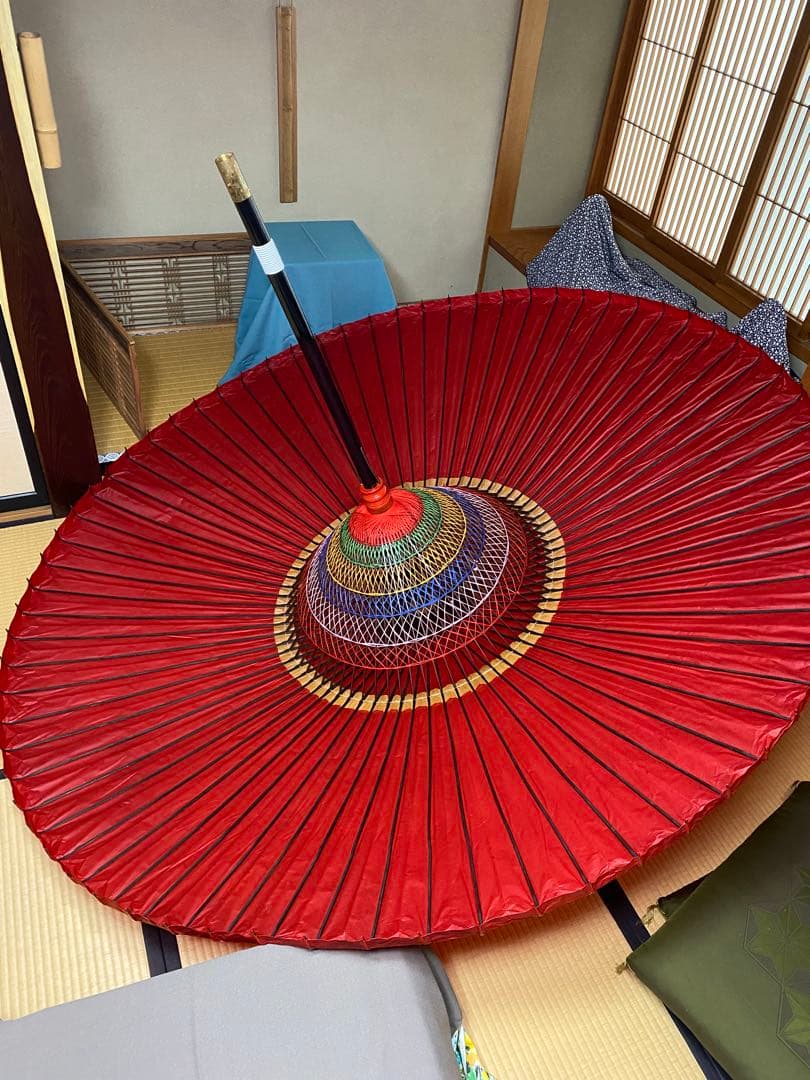 茶道具/野点傘 歌花筒(短冊掛 花入掛) 付 茶席用 茶会 和傘