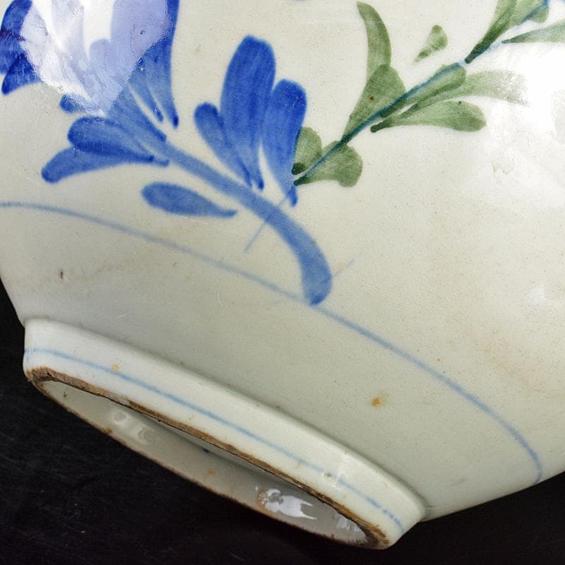 朝鮮美術　李朝　色絵　花文　壺　M　R7348B