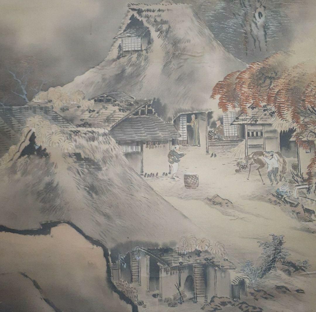 掛け軸/秋風景？/富士？