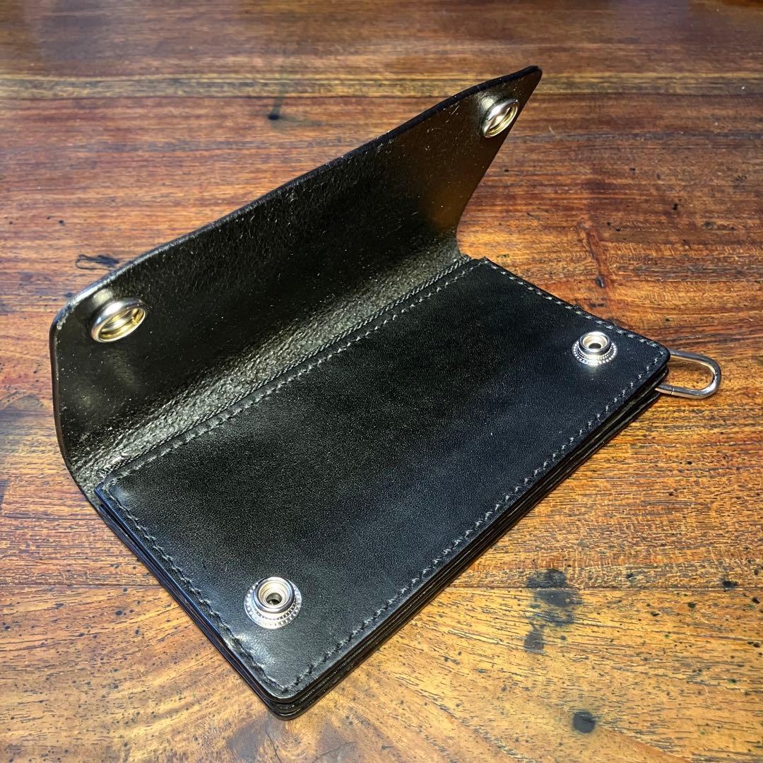 yonx様オーダー品 ミドルトラッカーウォレット　ブラック　国産本革