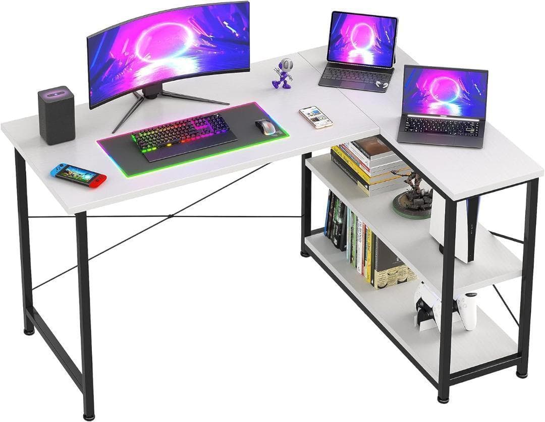 【2333-129-90】パソコンデスク 幅108×奥行80 L字