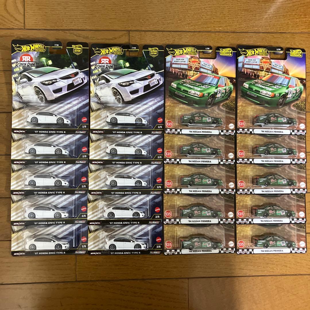 ホットウィール ホンダ シビック タイプR 日産 プリメーラ 2種類20個セット
