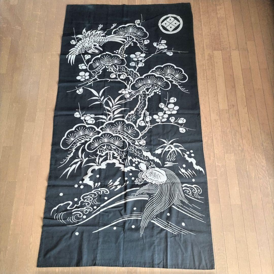 古布　筒描き　藍染　タペストリー