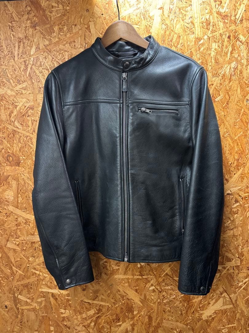 coach コーチブラックレザーシングルライダースジャケット牛革