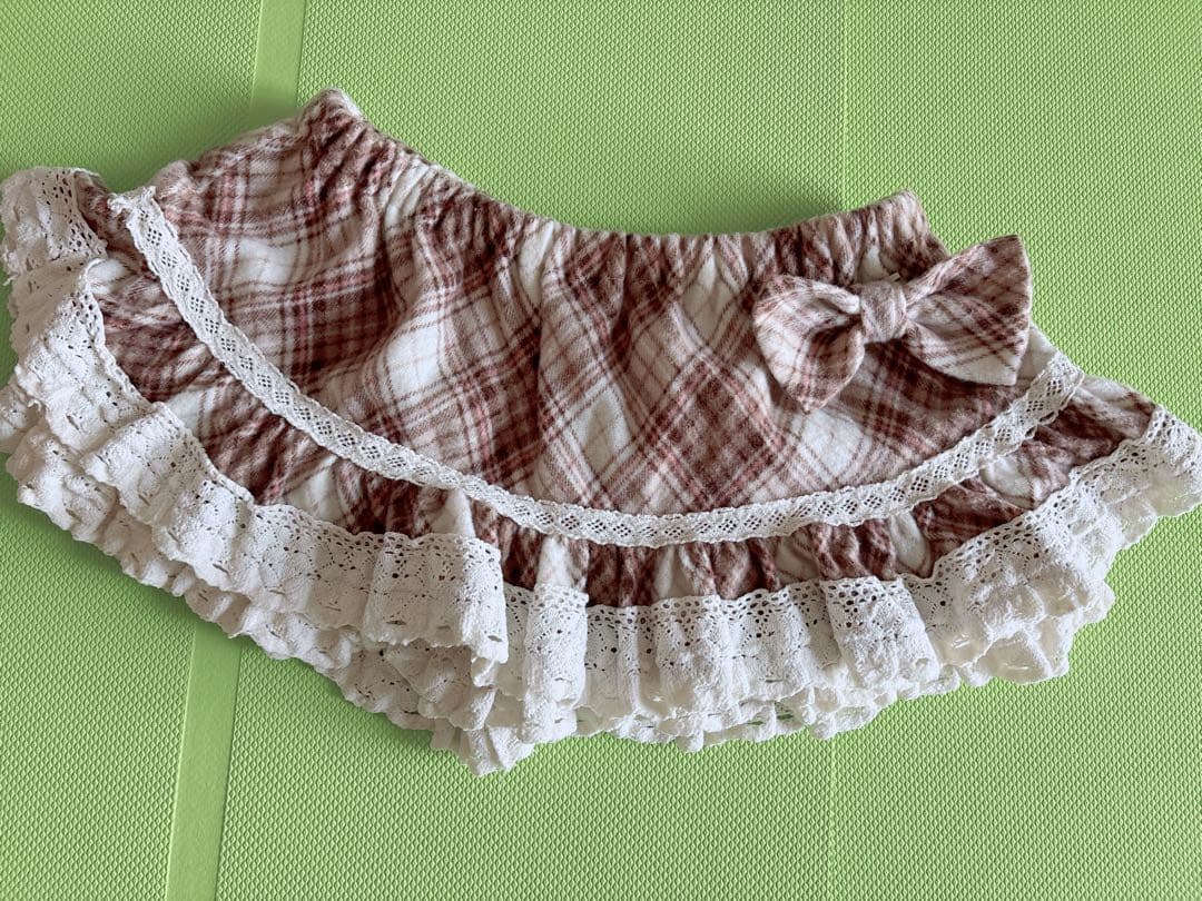 希少 LIZLISA 起毛チェック コットンレースフリルスカパン 姫カジ