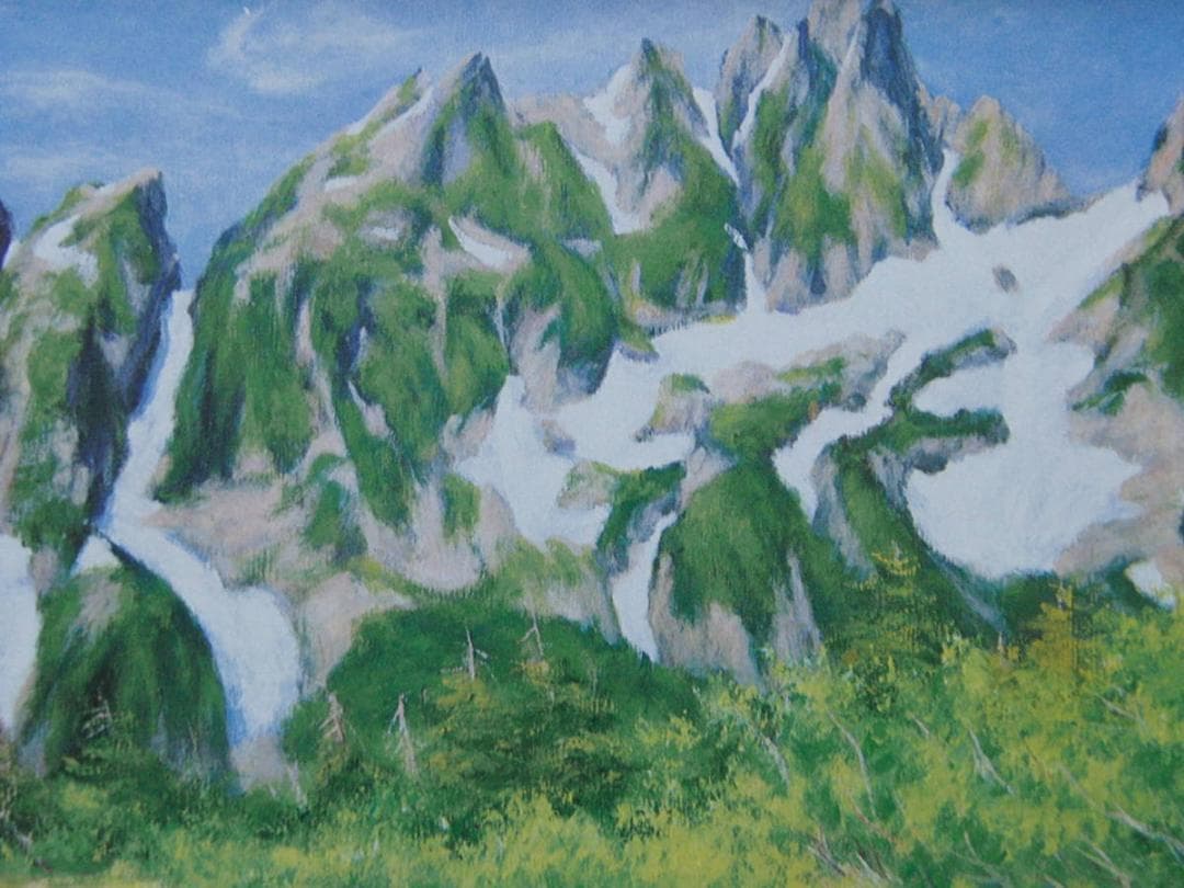 足立源一郎、【剣岳】、希少な額装用画集より、新品額装付、状態良好