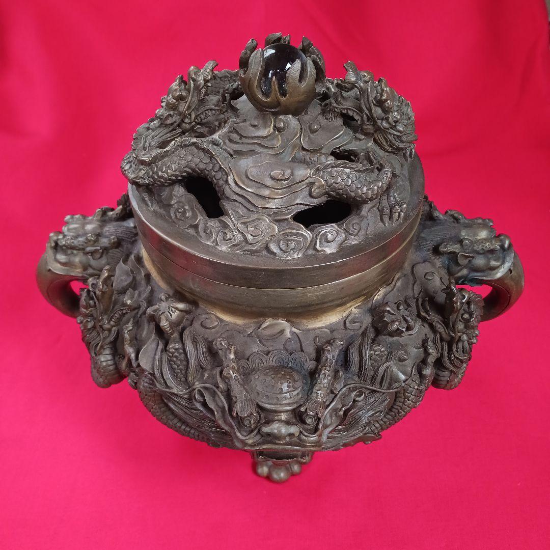 中国 銅薫製香炉 九竜香炉 製品