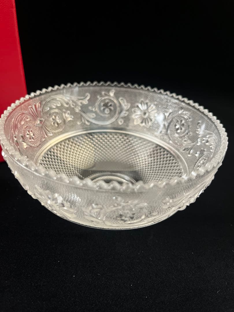 【廃番・希少】 【未使用】バカラ 花模様エッチングボウルシール・箱・冊子付