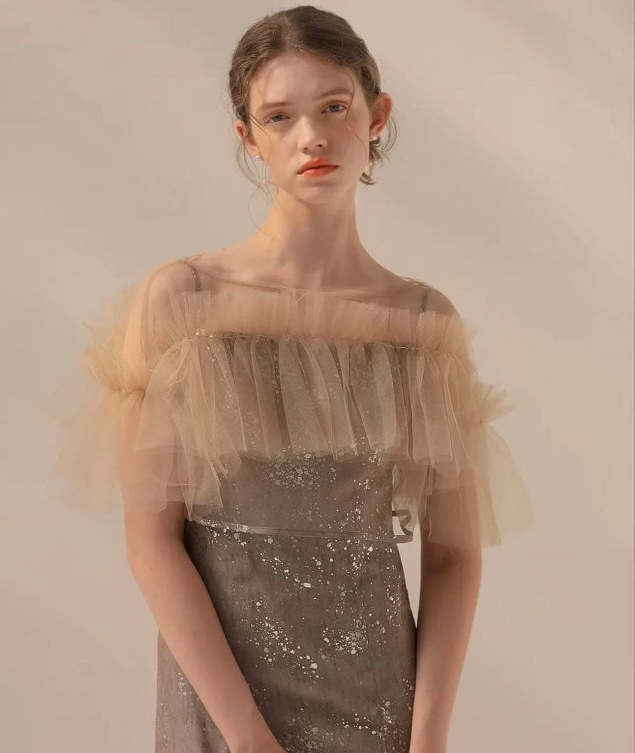 Leja チュールフリルボレロペイントマーメイドワンピースドレス(新品タグ付き）