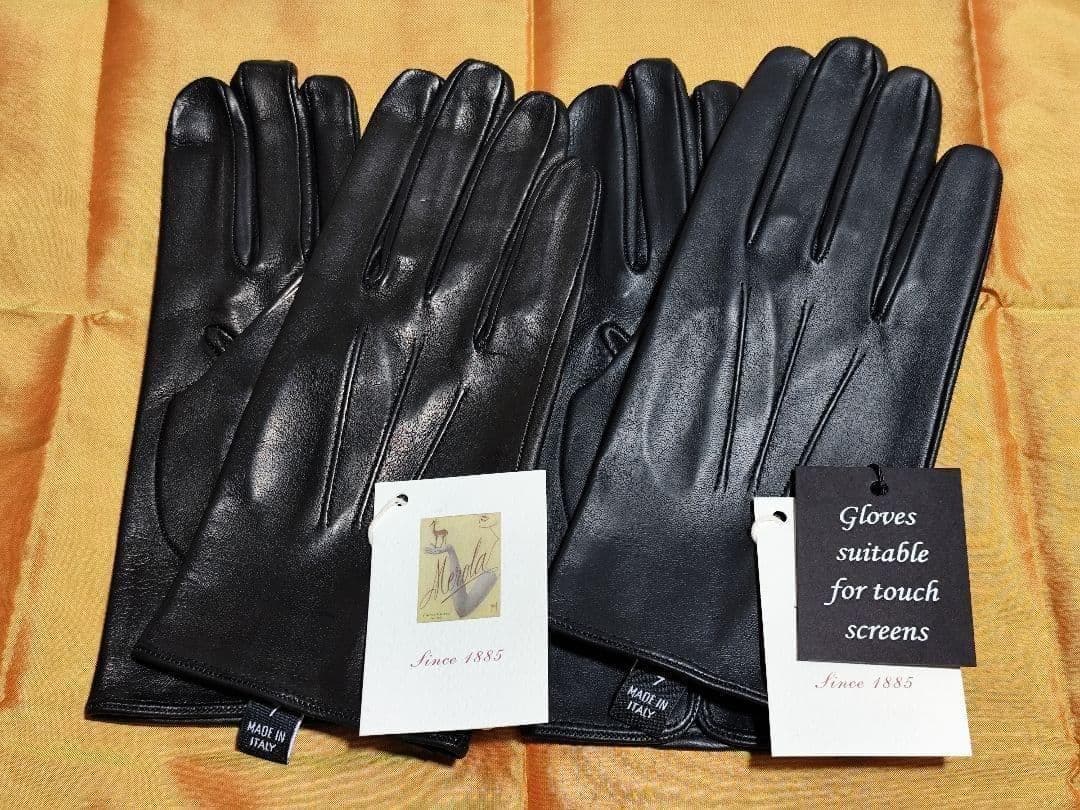 今季 メローラ タッチ対応 ナッパ黒 ライニングなし 革手袋 グローブ