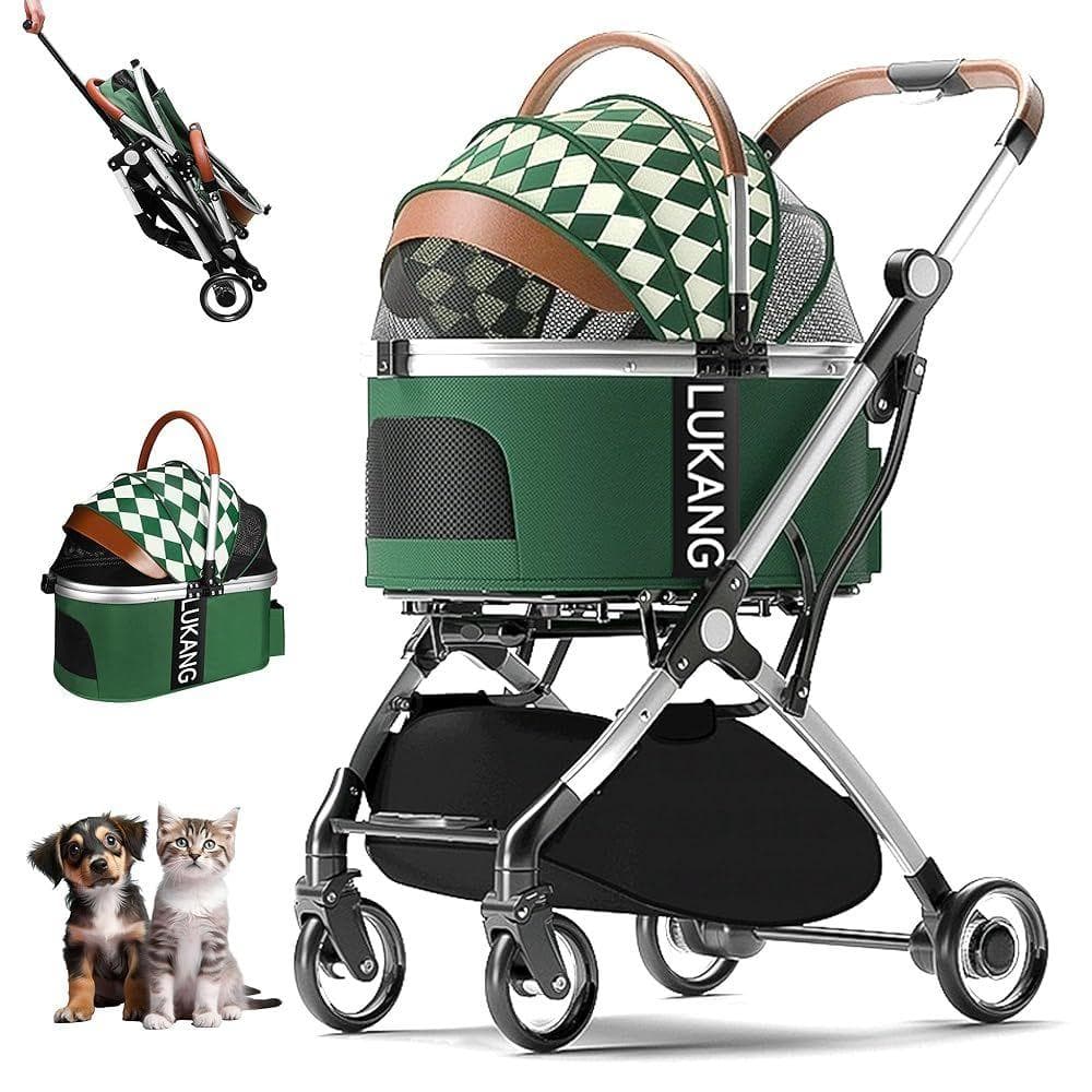 Lukang ペットカート 360°回転前輪、後輪ブレーキ 耐荷重20Kg