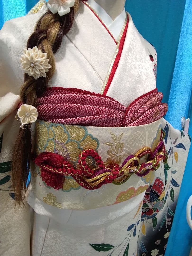 振袖フルセット、正絹振袖成人式、重ね衿、帯揚げ帯締め、西陣袋帯、襦袢