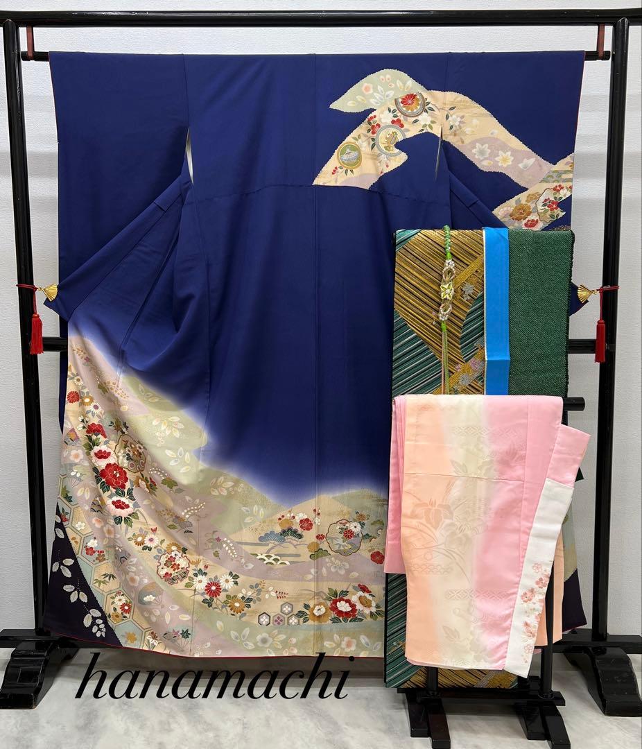 小柄な方に♪ 振り袖　フルセット　長襦袢付　成人式　金彩加工　刺繍入　724