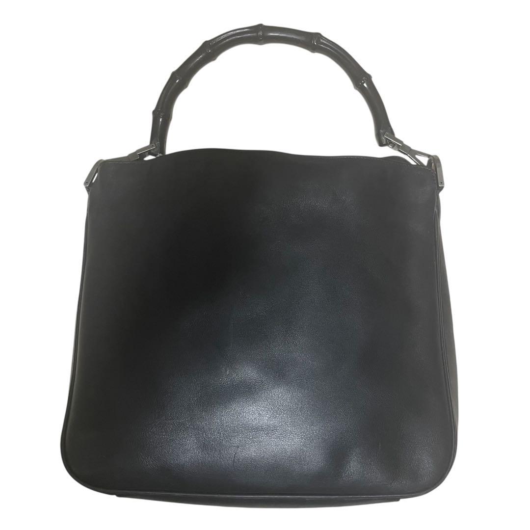 GUCCI グッチ バンブー ハンドバッグ 本革 レザー 黒 ブラック