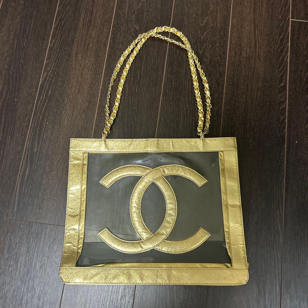 CHANEL GOLD CCロゴ クリアバッグ