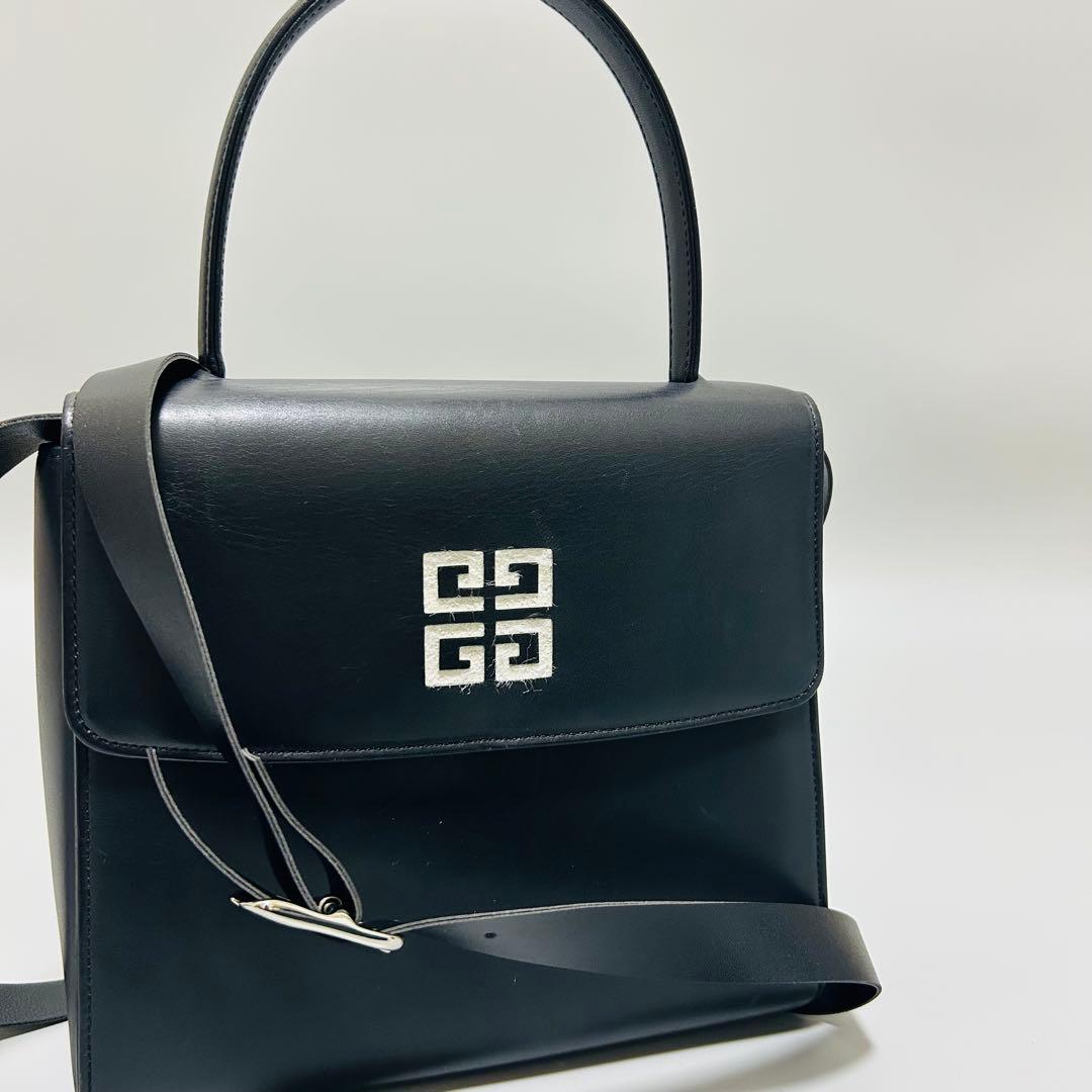 GIVENCHYジバンシー 4Gロゴ レザー ハンドバッグ トップハンドル 黒