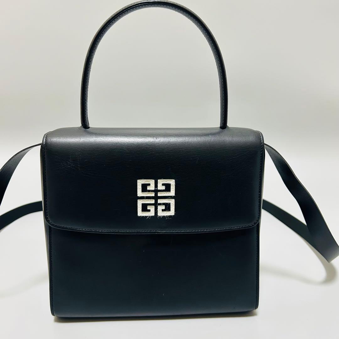 GIVENCHYジバンシー 4Gロゴ レザー ハンドバッグ トップハンドル 黒