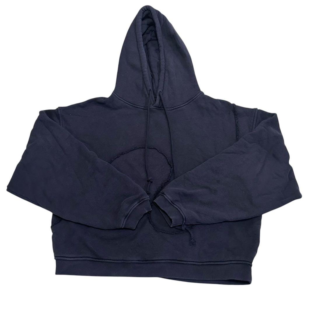 ERL パーカー L タオル地　勾玉デザイン　ブラック　フーディ ユーズド加工