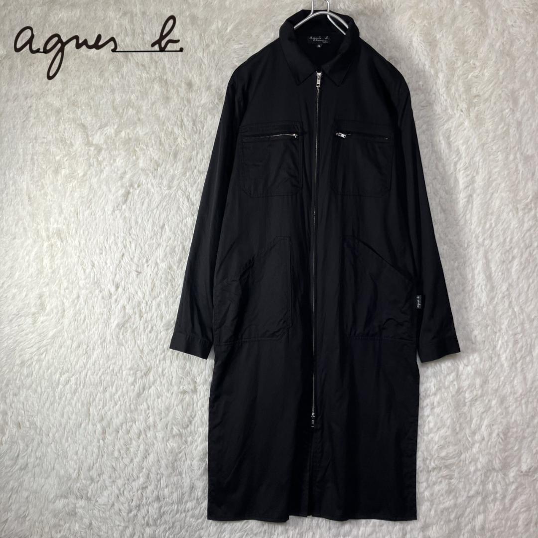 美品 アニエスベーオム ロングコート ジャケット ジップ コットン 日本製 S