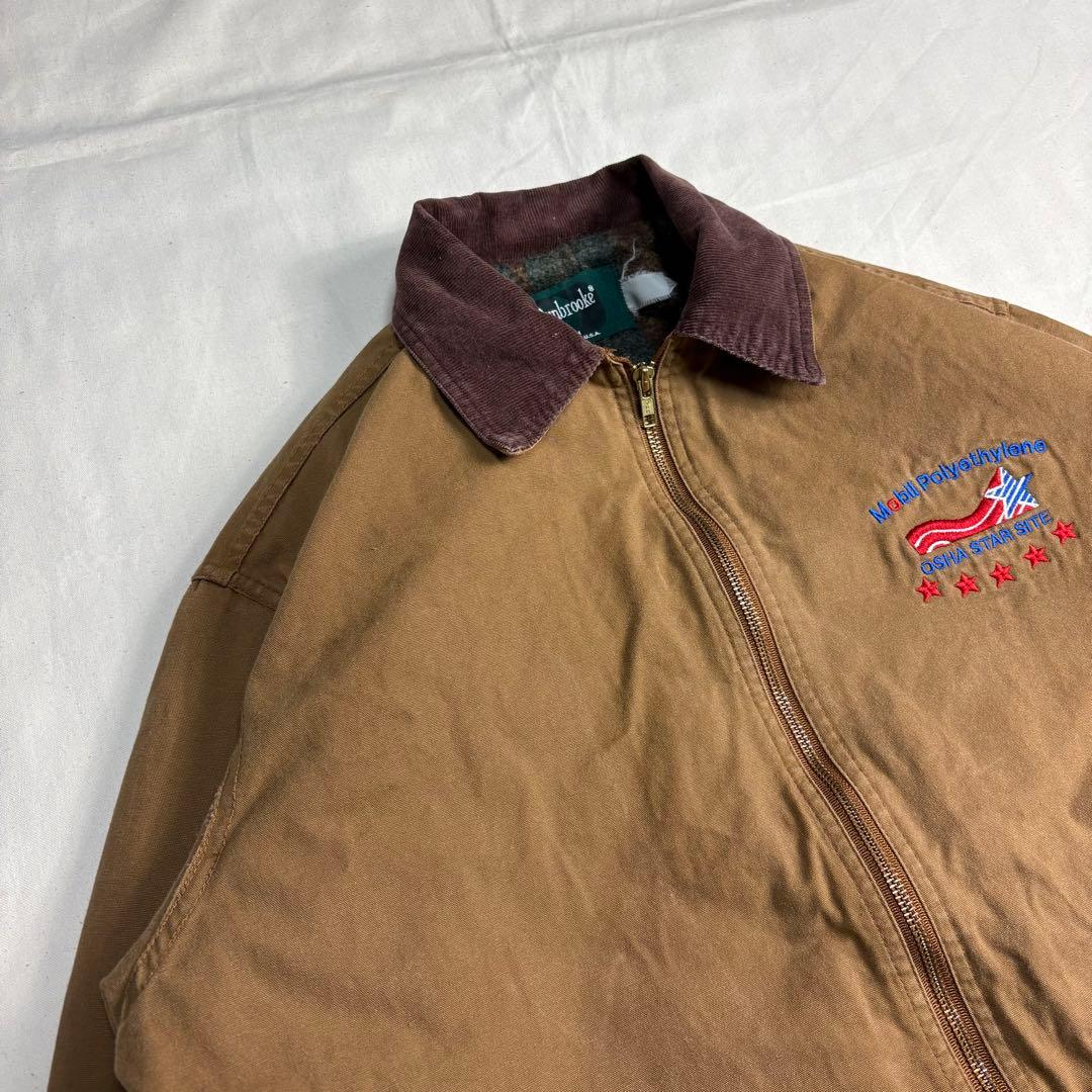 USA製ダンブルック ダックワークジャケット 企業ロゴ襟コーデュロイMキャメル